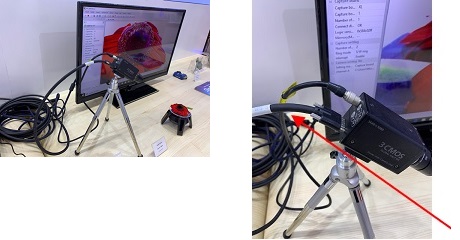 希比希（北京）贸易有限公司展示的佳能3CMOS相机与OKI CL 线缆连接，可以得到比人眼识别还要高的高画质影像。
